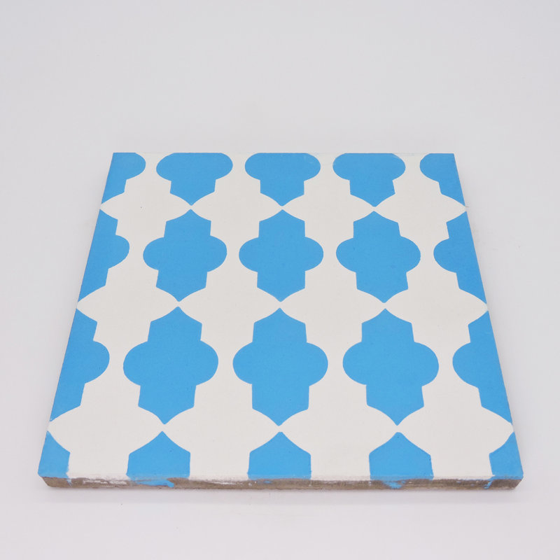 Tafraout 8" x 8" Cement Patterned Wall & Floor Tile, Blue/White