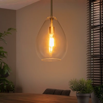 Glowlite 1-Light Single Clear Glass Teardrop Pendant