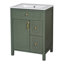 Meuble-lavabo de 24 pouces avec lavabo en céramique, 1 porte à fermeture en douceur, 2 tiroirs à fermeture en douceur et 2 supports de rangement sur la porte-1488602004