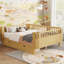 Wood Platform Bed for Kids, Low Profile Bed with Safety Rails and Sturdy Construction-1056338671-1056338668