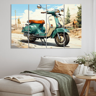 " Green Scooter Retro Electric II " 4 - Pieces