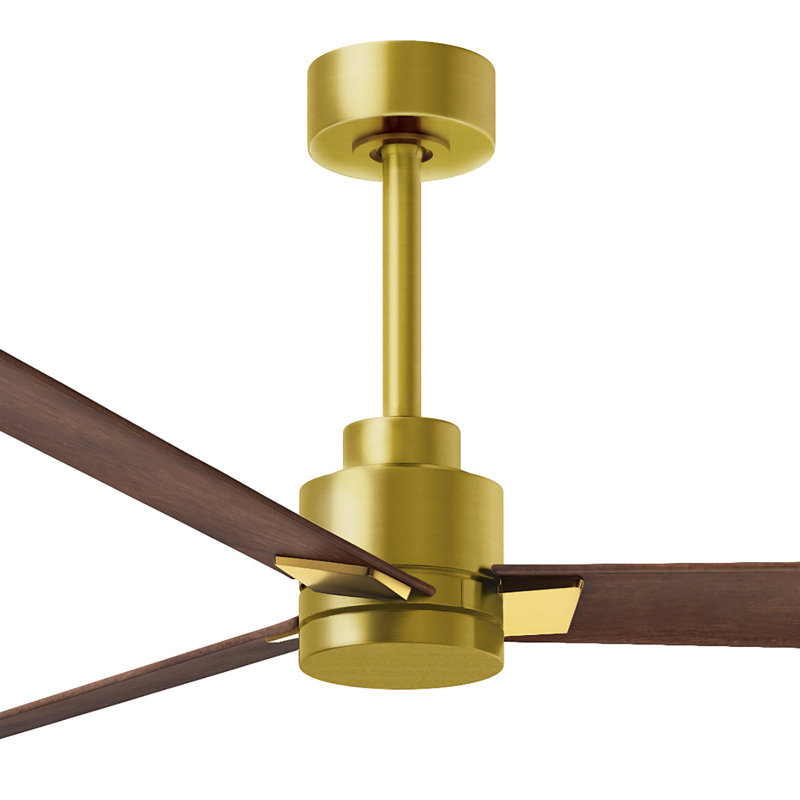 Alessandra Outdoor Downrod Ceiling Fan, Brushed Brass, Walnut