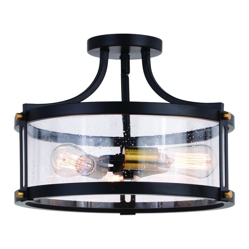 William Glass Semi Flush Mount, Nobel Bronze/Gold