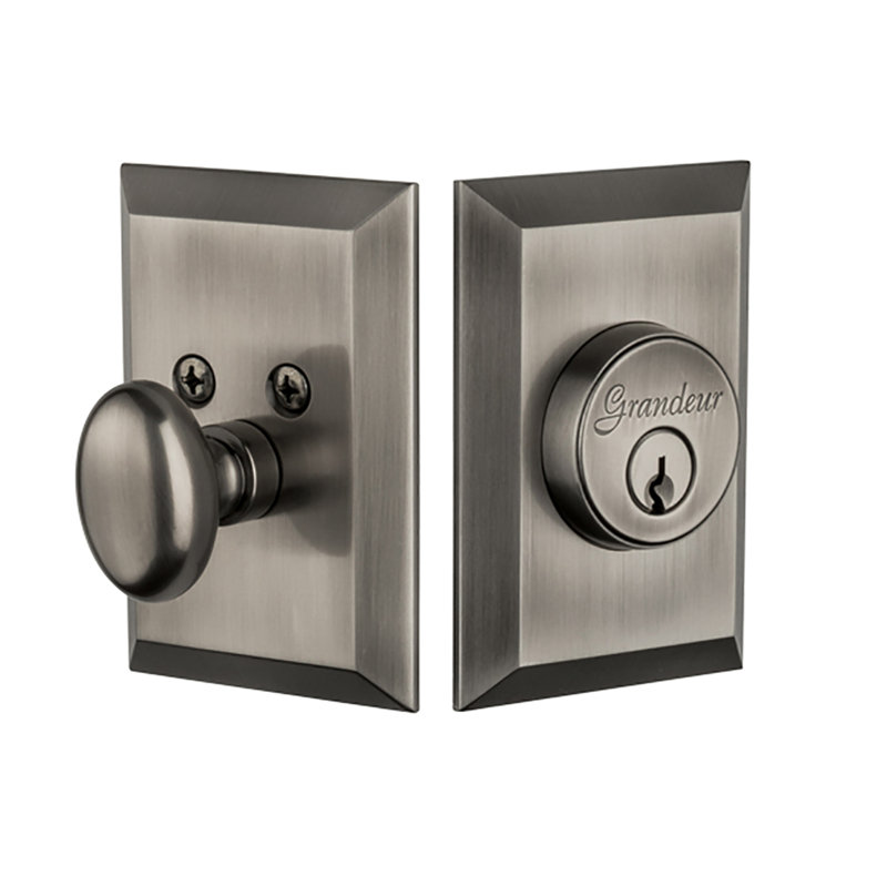 Fifth Avenue Single Cylinder Deadbolt, Antique Pewter, 2.75"