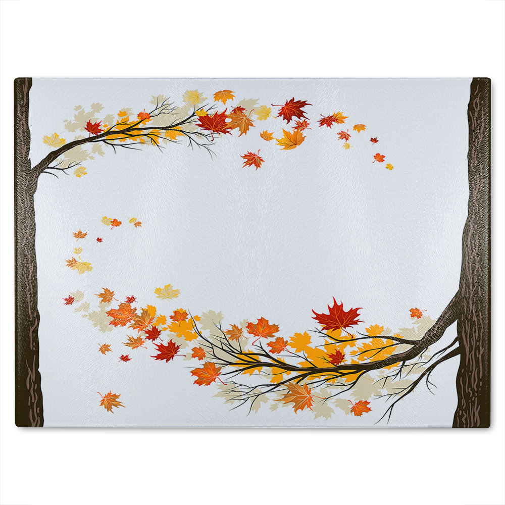 Autumn Trees Glass Chopping Board