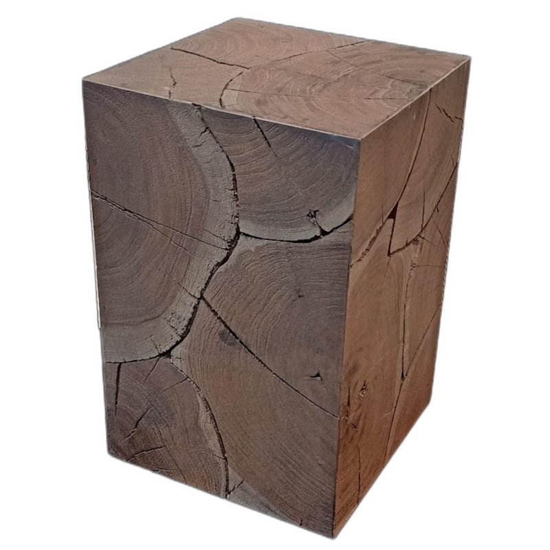 20" Black Distressed Solid Wood Square End Table