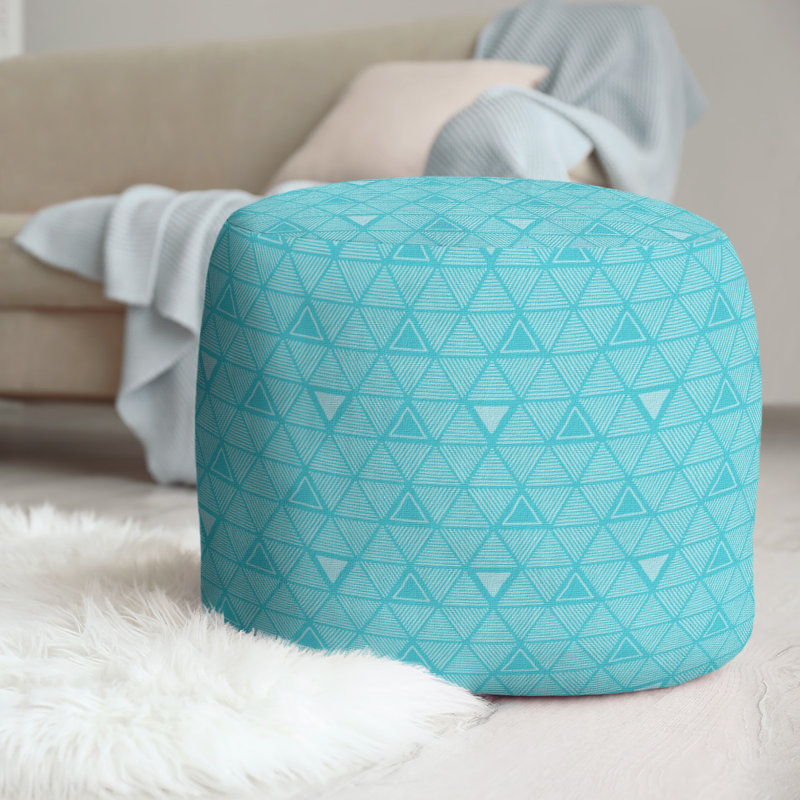 Upholstered Pouf, Medium Teal