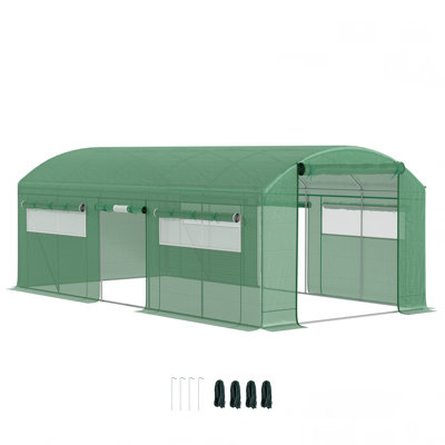 Serre à effet de serre 19,5 pi x 10 pi avec 3 portes à enroulement