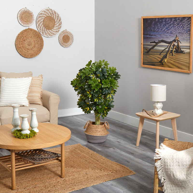 48'' Faux Foliage Tree in Basket, Tan/Mauve