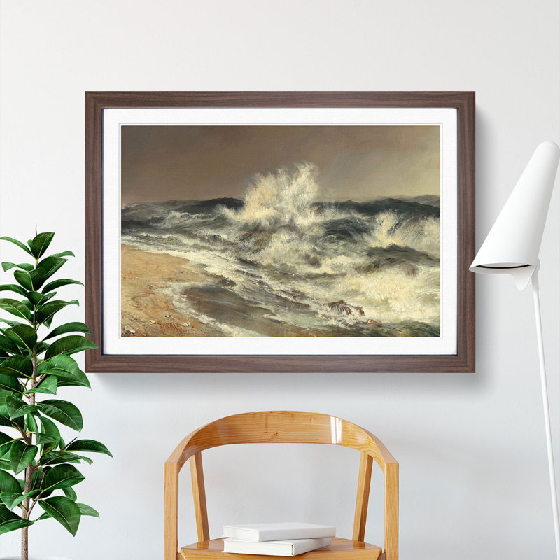 The Much Resounding Sea by Thomas Moran - Picture Frame Painting, Walnut Framed, 27cm H x 36cm W x 2cm D