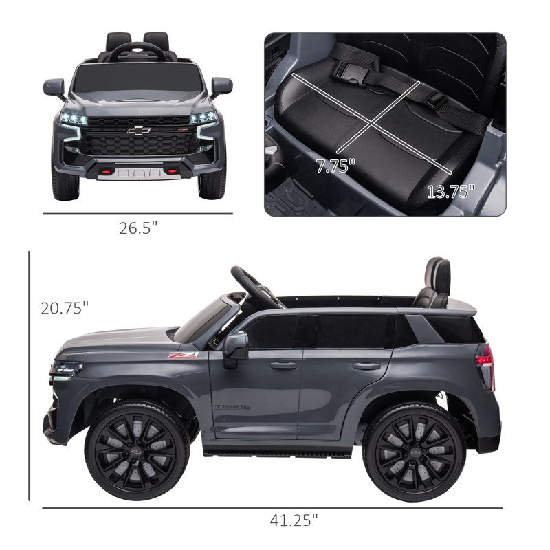 Gray 12V Electric Ride-On Car with Remote Control