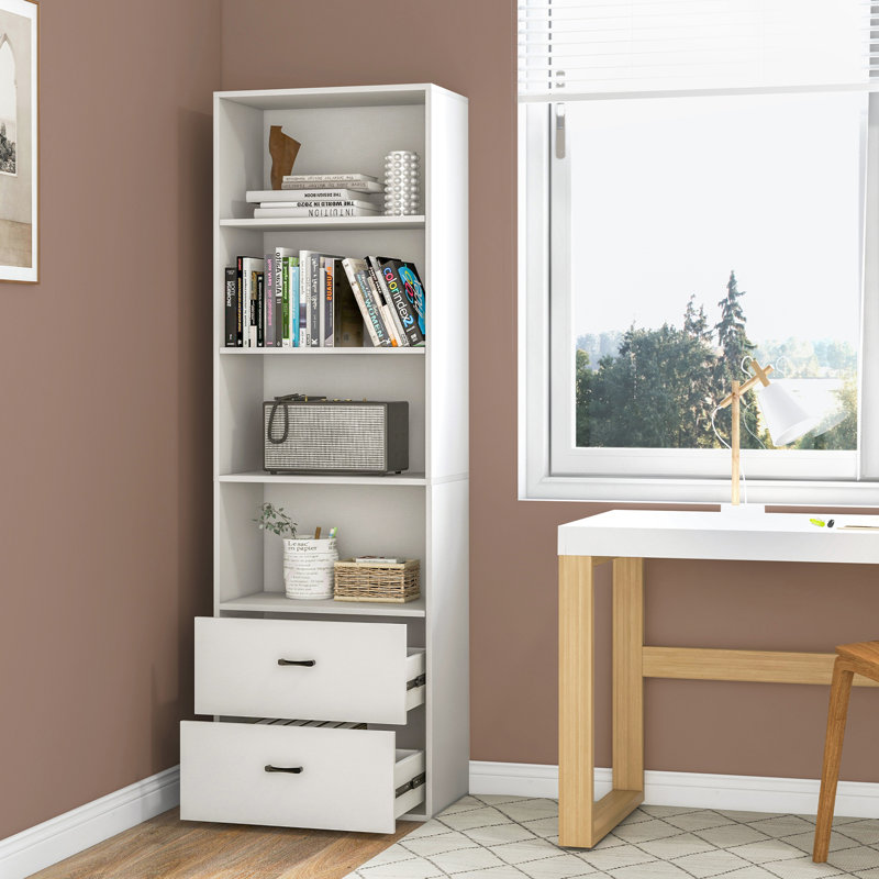  74'' H X 23.5'' W Jalyric Storage Bookcase, White