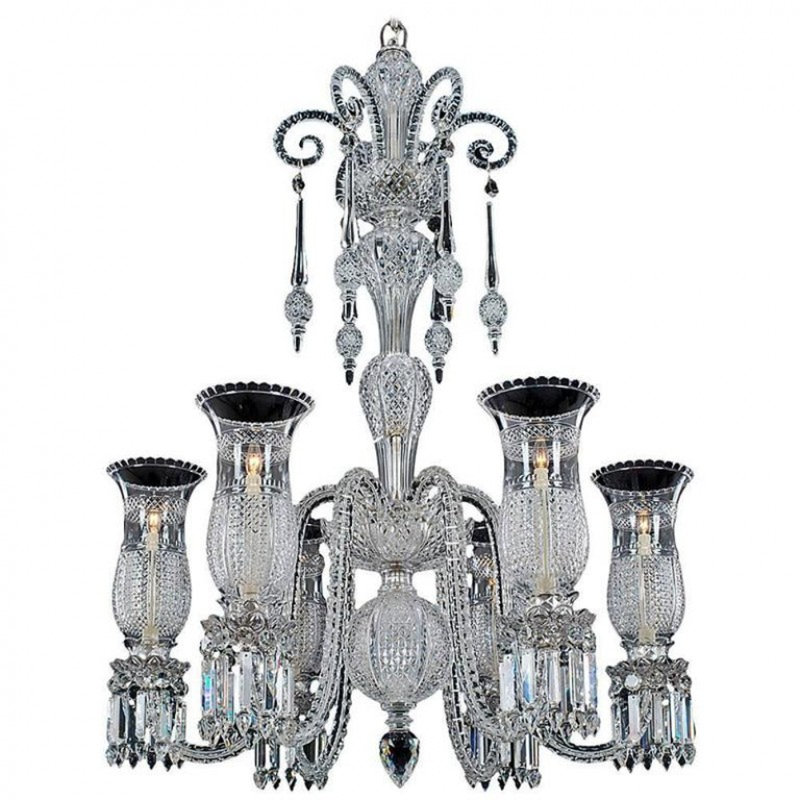 Lustre suspendu argenté mi-victorien clair, H 38 po x l 22 po x P 22 po, Laiton poli, Clair