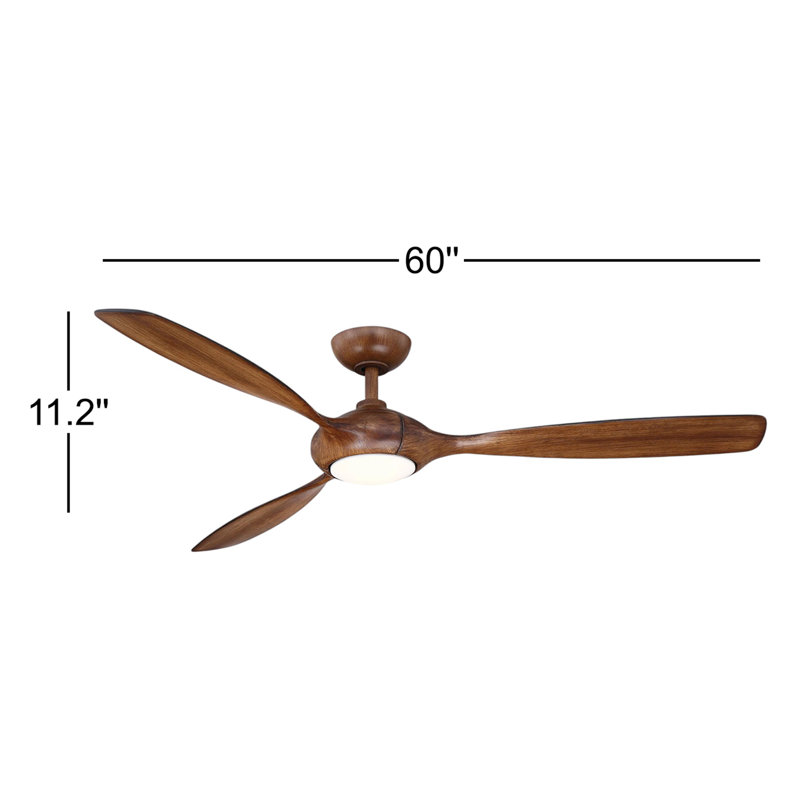 Kurt 60'' Ceiling Fan with LED Lights, Walnut