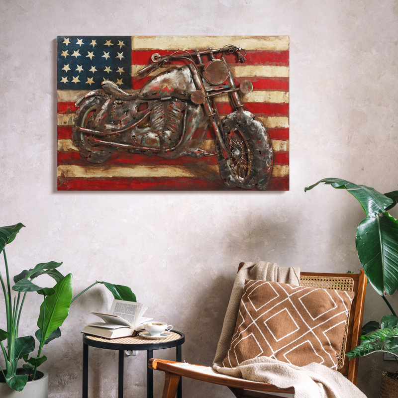 Motocyclette 3 - reproduction d'art sur métal sans cadre