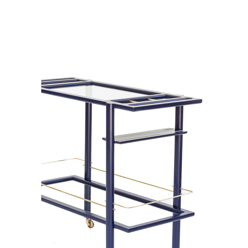 Bar Cart, Laquered Indigo/Brass