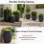 Ensemble de 3 pots de fleurs ronds en béton avec trous de drainage et bouchon en caoutchouc, texture pierre craquelée, en plastique MGO, pour intérieur, extérieur, terrasse, jardin ou balcon.-1097311993