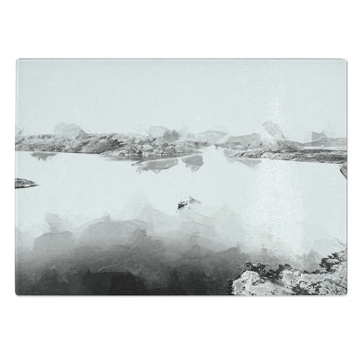 Tempered Glass Boat on the Lake Chopping Board