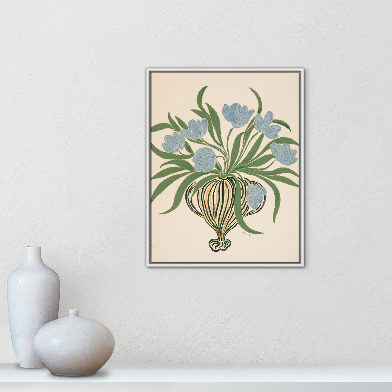 La Poire Blue Tulips Print by Camilla Bergqvist, 29.5" H x 23.5" W, White