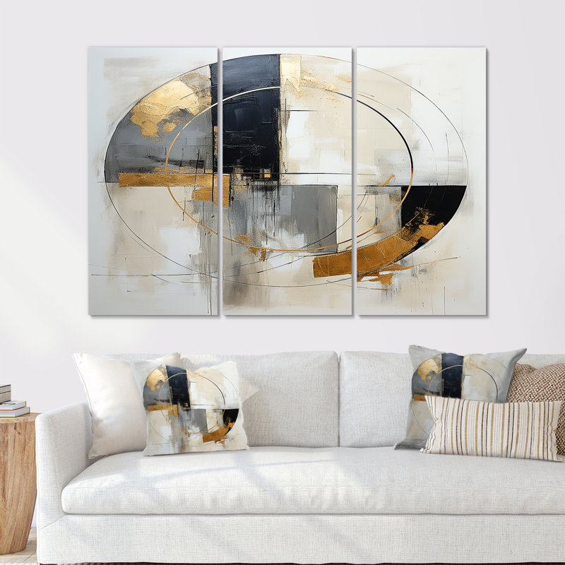 Full Moon Time Balance III - Ensemble de salon abstrait, Toile tendue, H 28 po x l 36 po x P 1 po
