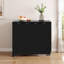 Folding Dining Table and 4 Chairs Set, 130CM/150CM Solid Wood Black Finish with Casters, Integrated Storage-887588605