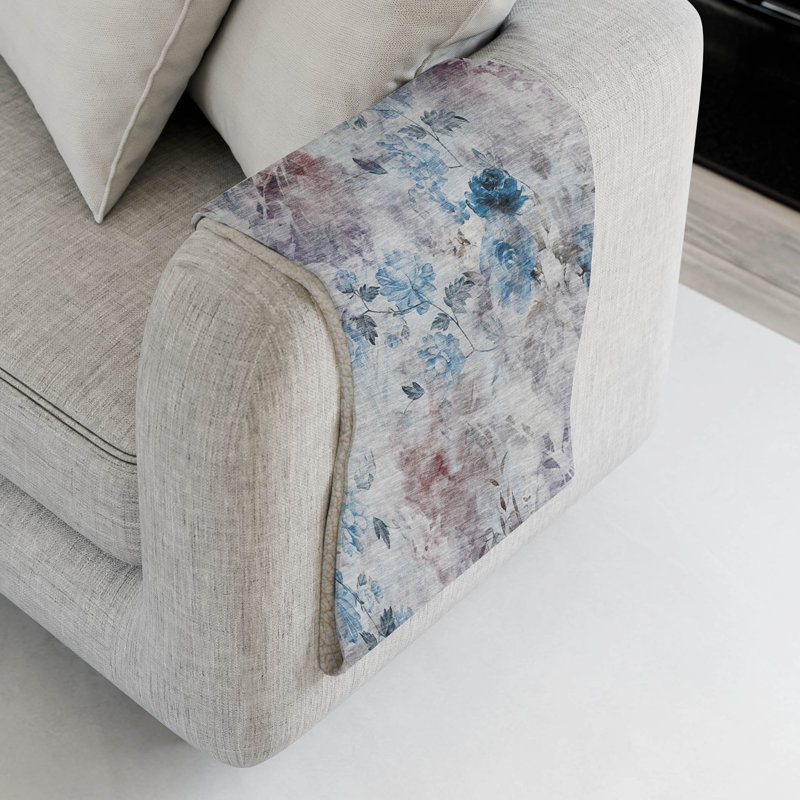 Jeté floral Sherpa ASB724 Addison, Motif floral bleu