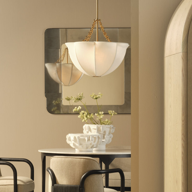 Aire 4-Light Small Chandelier, Off-White Linen, Off-White