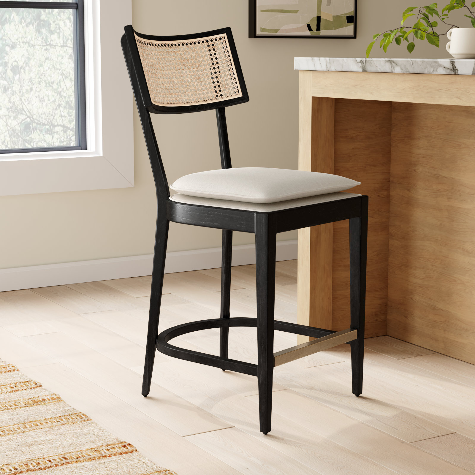 Britt Counter & Bar Stool, Cream, Counter Stool (26" Seat Height), Black