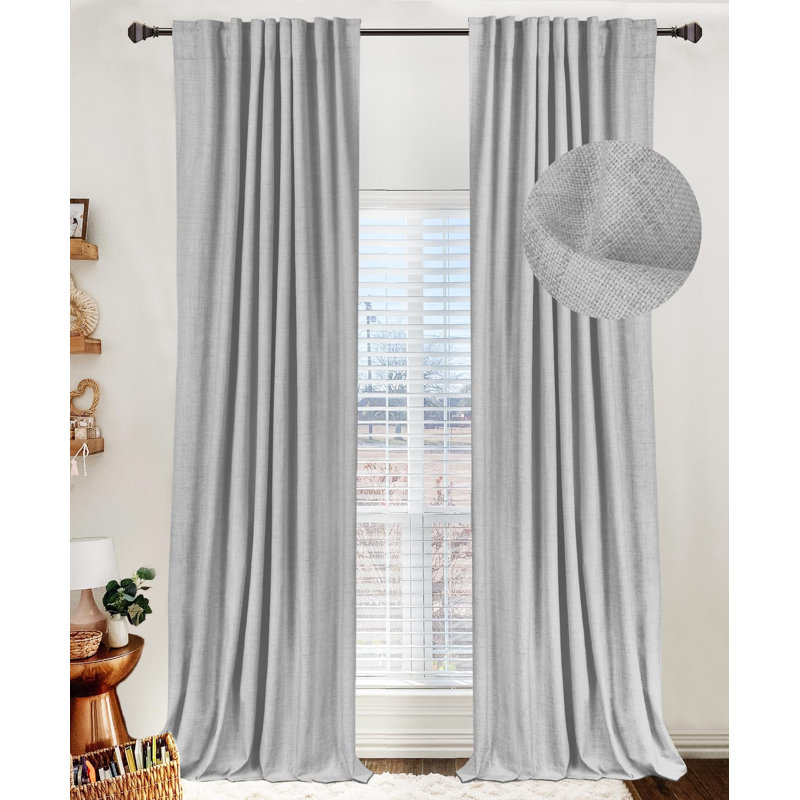 100% Blackout Shield Linen Blackout Curtains For Bedroom 84 Inches Long,Back Tab/Rod Pocket Living Room Drapes,Thermal Insulated Textured Blackout Curtains 2 Panels Set,50" W X 84" L