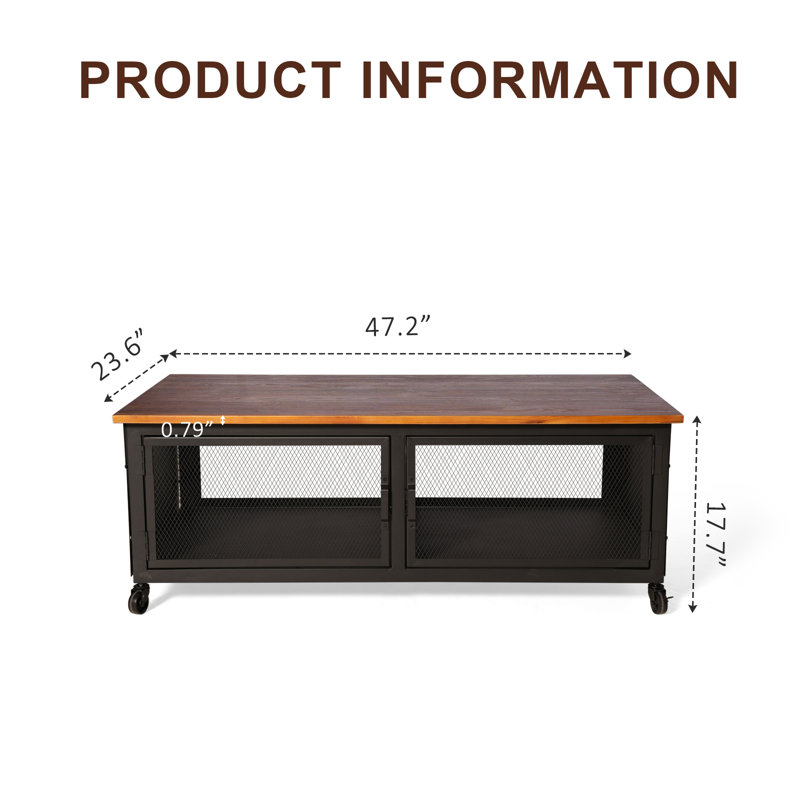 Buffet décoratif Keyanah, Brun / Noir, H 21,65 po x l 51,18 po x P 13,78 po