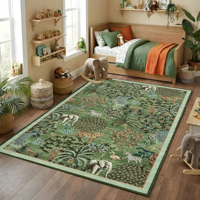 Tapis lavables à motif animalier Jungle 5 pi x 7 pi