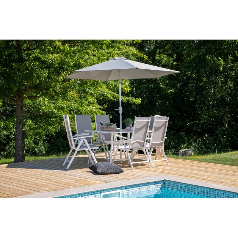 Egecan 6 - Person Patio Dining Set with Rectangular Table, White