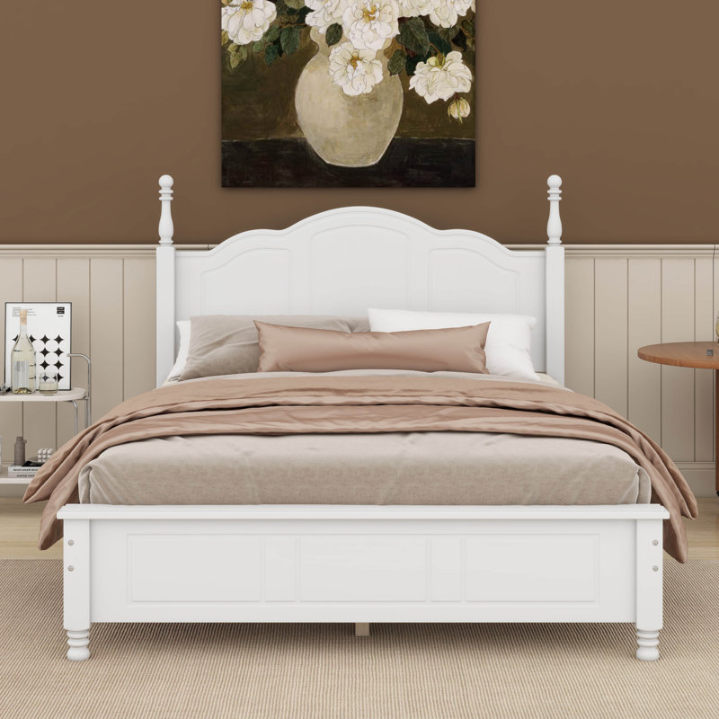 Lit plateforme Mariacamila, Blanc, Double