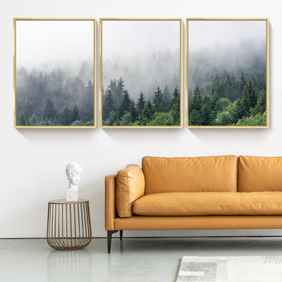 Fleurs, art mural encadré - ensemble de 3 reproductions en aluminium sur toile, décoration murale pour le salon, la chambre et la salle de bain