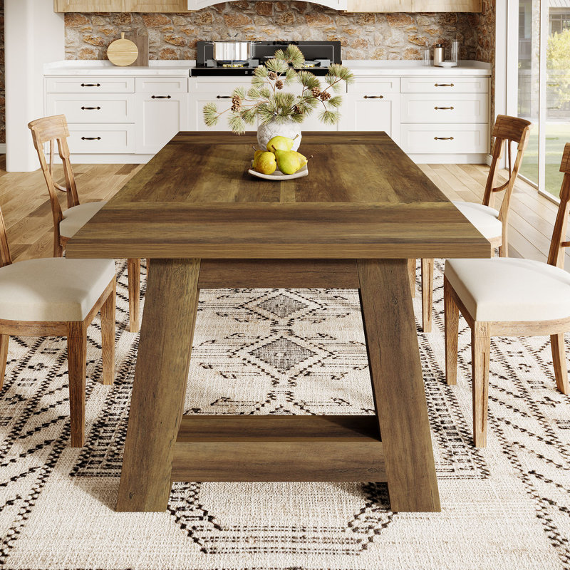 62.6 Inches Farmhouse Wooden Dining Table