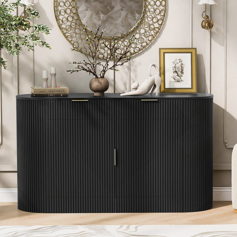 Armoire de rangement moderne avec 2 portes et 2 tiroirs, armoire buffet, armoire d'appoint, Noir