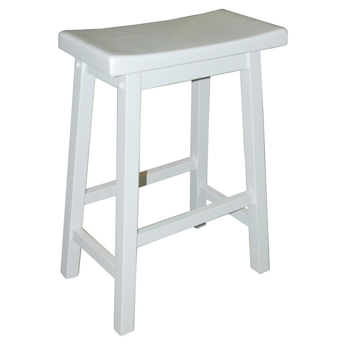 Kirkwood Solid Wood Counter Stool, White, Counter Stool (24" Seat Height)