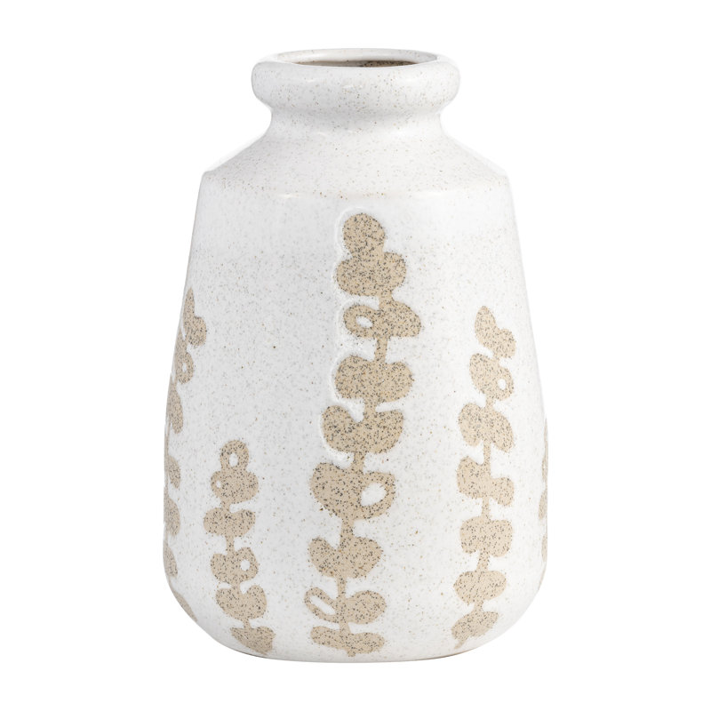 Vase décoratif en grès et en céramique avec détails texturés et design décontracté pour un décor élégant