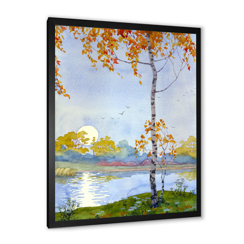 Automne mélancolie - peinture, Cadre photo noir, H 40 po x l 30 po x P 1,5 po