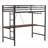 Sleek Black Twin Loft Bed Frame, Space Saving Compact Metal and Wood with Built-in Desk and Closet Rod
