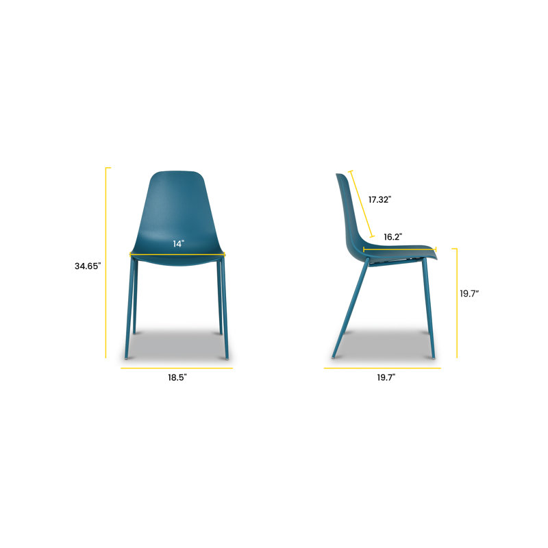 Ensemble de chaises de salle à manger intérieur / extérieur Isla (ensemble de 4), Bleu sarcelle océanique