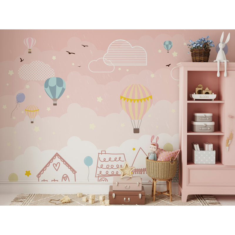 Papier peint amovible avec bulles et nuages, L 35 po x l 55 po