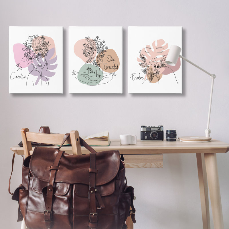  Ensemble de 3 impressions créatives sur toile par Chen Alyesh, H 30 po x l 24 po