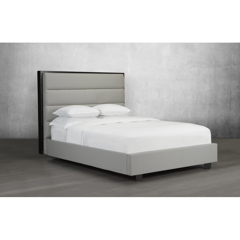 Lit plateforme en tissu d’ameublement Heanor, Double, Gris