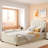 Upholstered Daybed With Classic Stripe Shaped Headboard-1956838040