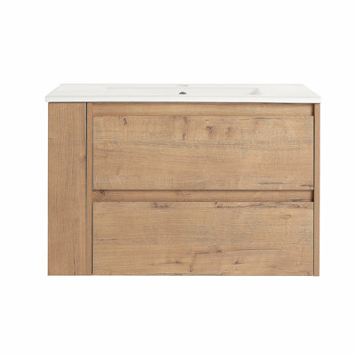 Meuble-lavabo mural 30 po avec bol en céramique, 2 tiroirs