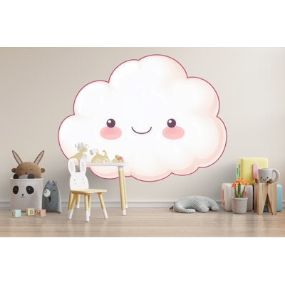 Adhésif mural nuage mignon, art mural chambre d'enfant, décoration de chambre de bébé, autocollant mural nuage souriant 215Mv