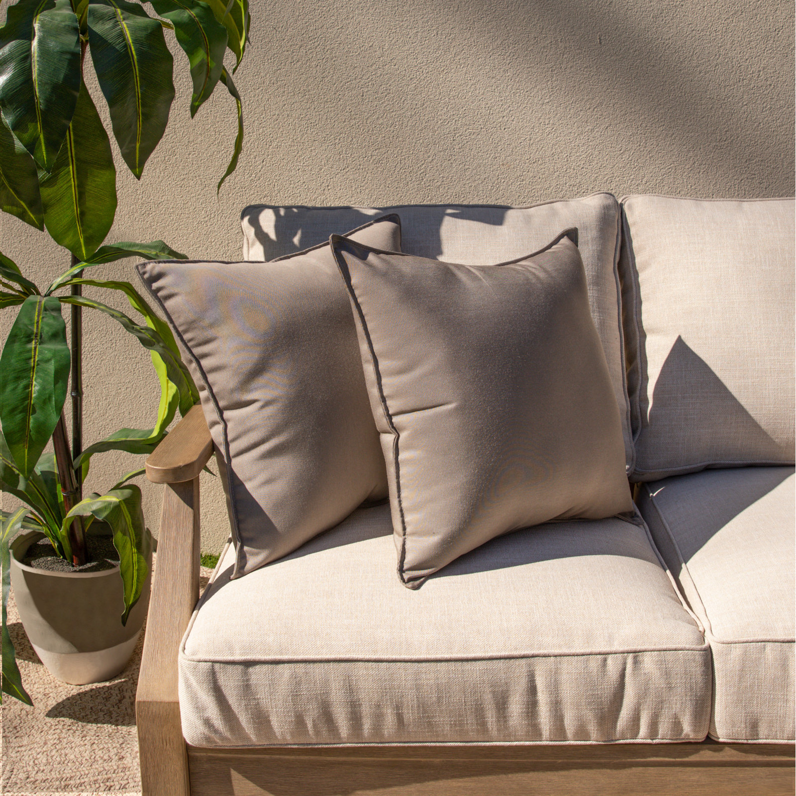 Everton 20" x 20" Sunbrella® Throw Pillow, Taupe