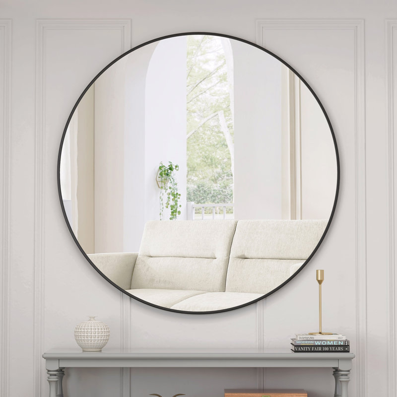 Miroir mural 48 pouces surdimensionné noir, Noir, 48 po x 48 po