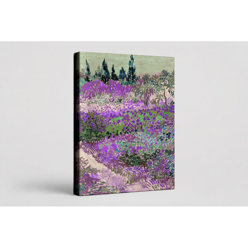 Jardin avec fleurs (1888) - Portrait, art mural sur toile, 12" W x 18" H